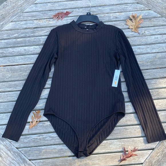 🆕 NWT - Kensie Open Back Long Sleeve Bodysuit In Black - Small - Picture 6 of 11